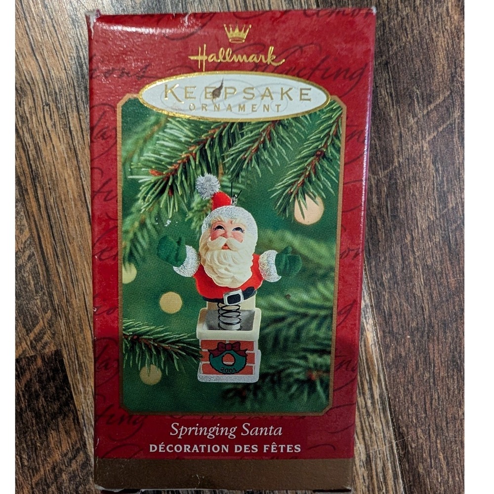 Hallmark Keepsake 2001 Springing Santa Jack in the Box Chimney Ornament